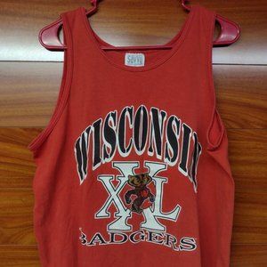 Vintage Wisconsin Badgers College Savvy Sportswear Size Large Tank Top USA